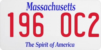 MA license plate 196OC2