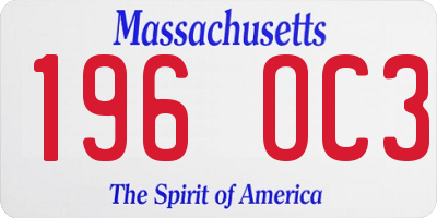 MA license plate 196OC3