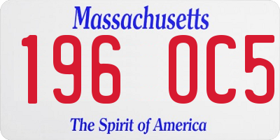 MA license plate 196OC5