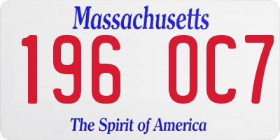 MA license plate 196OC7