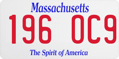 MA license plate 196OC9