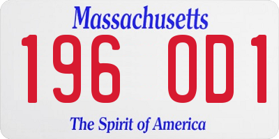 MA license plate 196OD1
