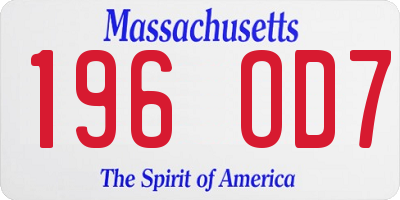 MA license plate 196OD7