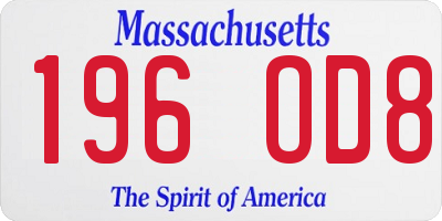 MA license plate 196OD8