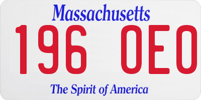 MA license plate 196OE0