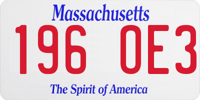 MA license plate 196OE3