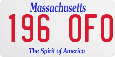 MA license plate 196OF0