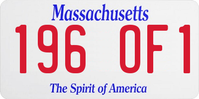MA license plate 196OF1