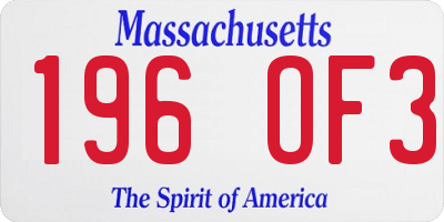 MA license plate 196OF3