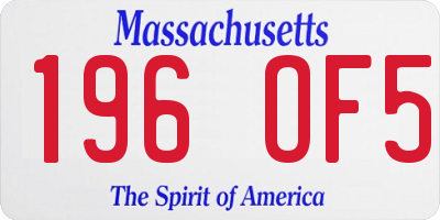MA license plate 196OF5