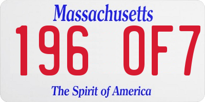 MA license plate 196OF7