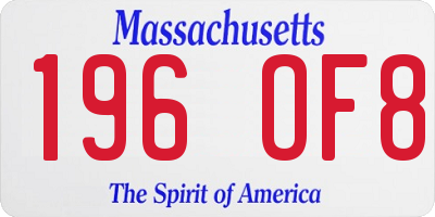 MA license plate 196OF8