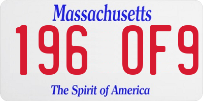 MA license plate 196OF9