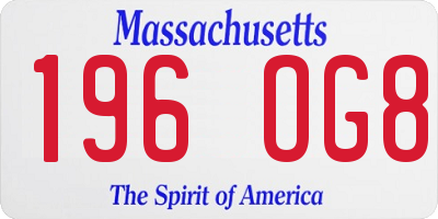 MA license plate 196OG8