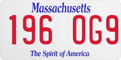 MA license plate 196OG9
