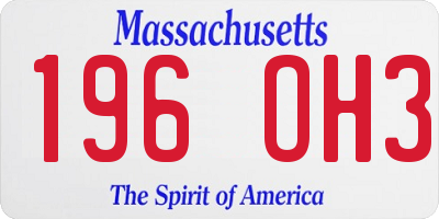 MA license plate 196OH3