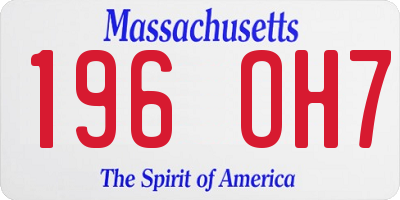 MA license plate 196OH7