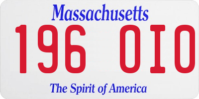 MA license plate 196OI0