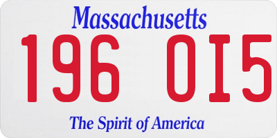 MA license plate 196OI5