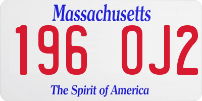 MA license plate 196OJ2