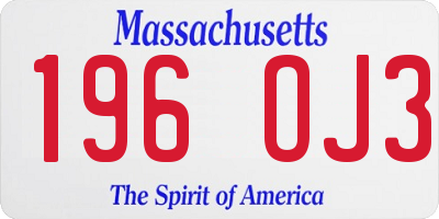 MA license plate 196OJ3