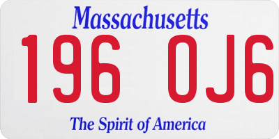 MA license plate 196OJ6