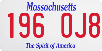 MA license plate 196OJ8