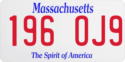 MA license plate 196OJ9