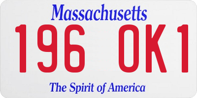 MA license plate 196OK1