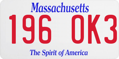 MA license plate 196OK3