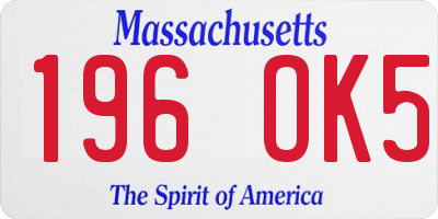 MA license plate 196OK5