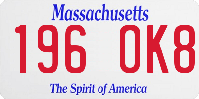 MA license plate 196OK8