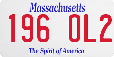 MA license plate 196OL2