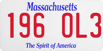 MA license plate 196OL3