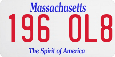 MA license plate 196OL8