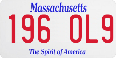 MA license plate 196OL9