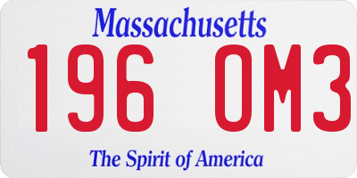 MA license plate 196OM3