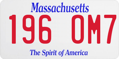 MA license plate 196OM7