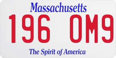 MA license plate 196OM9