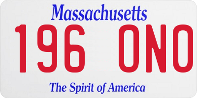 MA license plate 196ON0