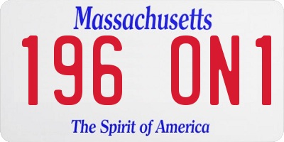MA license plate 196ON1