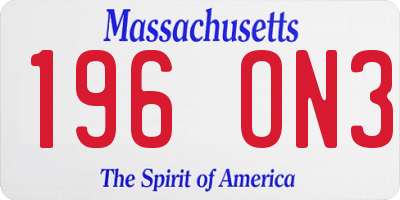 MA license plate 196ON3