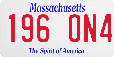 MA license plate 196ON4