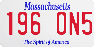 MA license plate 196ON5