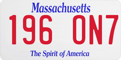 MA license plate 196ON7