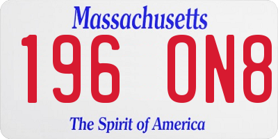 MA license plate 196ON8