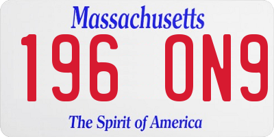 MA license plate 196ON9