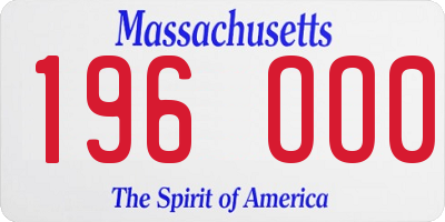 MA license plate 196OO0