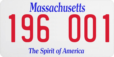 MA license plate 196OO1
