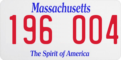 MA license plate 196OO4